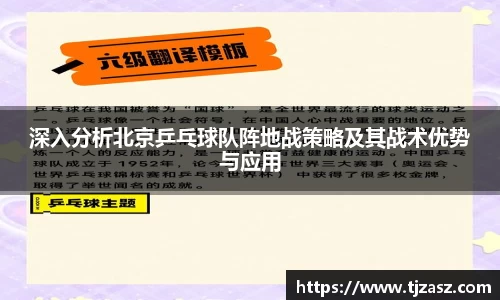 深入分析北京乒乓球队阵地战策略及其战术优势与应用